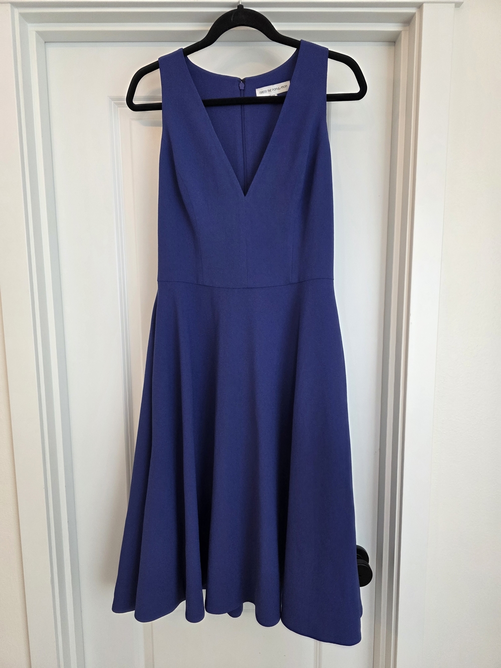 Dress the Population Royal Blue V-Neck Midi Fit & Flare Dress